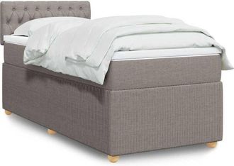 vidaXL Cama Box Spring Con Colch&oacute;n Tela Gris Taupe 90x190 Cm Vidaxl