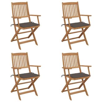 vidaXL Vidaxl - Sedie Da Giardino Pieghevoli 4 Pz Con Cuscini Massello Acacia