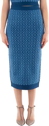 Michael Kors Logo Jacquard Stretch Knit Pencil Skirt, Size Small