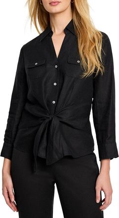 Nic+Zoe NIC+ZOE Iconic Tie Front Linen-Blend Shirt