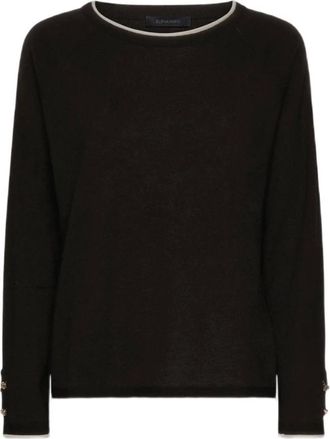 Elena Miro Truien & Vesten, Dames, Zwart, 3Xl, Wol, Trui met contrasterende rand