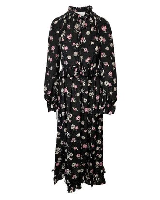 Les R&ecirc;veries Les Rev&ecirc;ries Tie-front Maxi Dress in Floral Print Silk