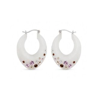 Gold & Honey Womens Small Marquise Confetti Hoop Earrings In Frosted
