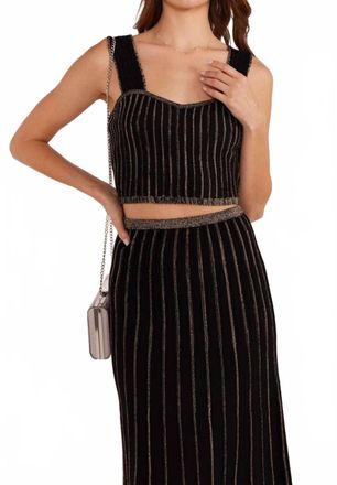 Minkpink Celia Lurex Stripe Top In Black Combo