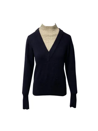 Sandro Sandro Jacques Mock Neck Pullover in Navy Blue Wool