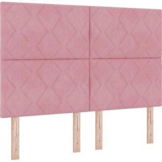vidaXL Led Headboard with led Strip Lights Manual Pink 160 cm Velvet Vidaxl