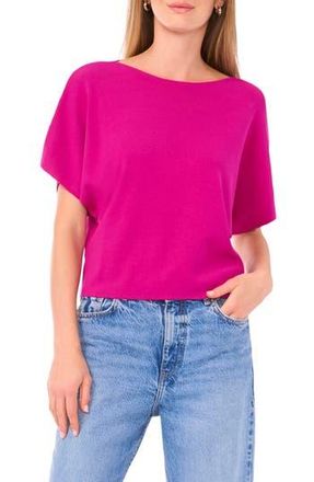 Halogen Short Sleeve Crop Sweater in Magenta at Nordstrom Rack, Size X-Large