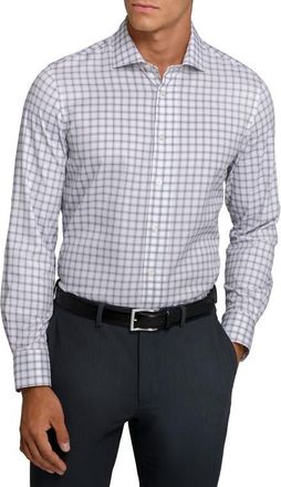 W.R.K Reworked Slim Fit Grey Check Print Cotton Dress Shirt in White/Grey at Nordstrom, Size 17.5 - R