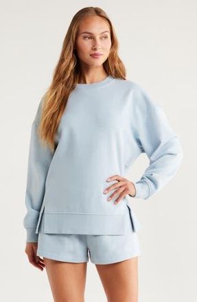 Zella Ultracozy Fleece Relaxed Sweatshirt in Blue Fog at Nordstrom Rack, Size Medium