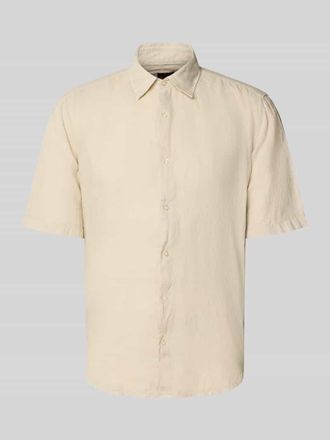 Boss Orange by Hugo Boss BOSS Orange Regular Fit Leinenhemd mit kurzem Arm Modell RASH_2_M in Sand, Gr&ouml;&szlig;e XXXL