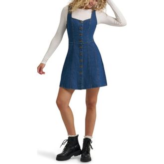 Lee Seamed Denim Minidress in Evening Blue at Nordstrom, Size Small