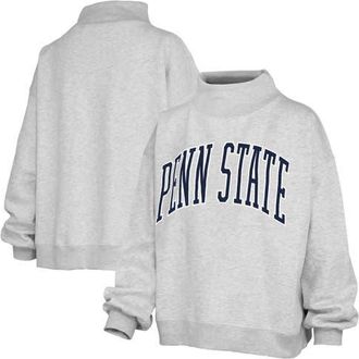 Pressbox Womens Pressbox Heather Gray Penn State Nittany Lions Oversized Nelson Mock Neck Sweatshirt at Nordstrom, Size X-Large
