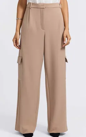 Foxcroft Elizabeth Wide Leg Pants in Khaki Beige at Nordstrom, Size X-Small