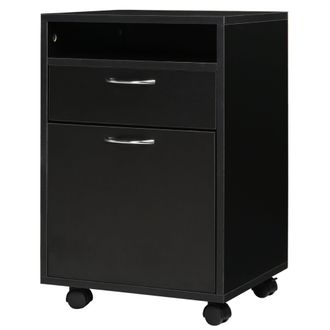 HOMCOM HOMCOM Wheeled Cabinet with Top Drawer - Black - Home Living | TJ Hughes