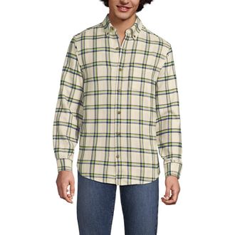 Lands End Flagship Flannel Shirt in Ivory Latte Plaid at Nordstrom, Size Xx-Large