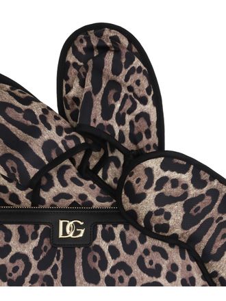 Dolce & Gabbana Unisex Leopard-Print Comfort Kit Leopard Print Polyester Slippers Flat Shoes
