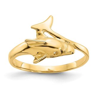 Diamond2Deal 14k Yellow Gold Dolphin Ring