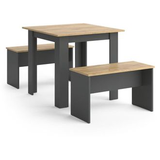 Vicco Set di tavoli da pranzo Sentio, Antracite, 80 x 80 cm con 2 panche