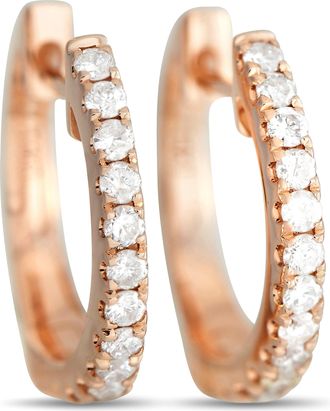 Luxury Bazaar 14K Rose Gold 0.31ct Diamond Hoop Earrings
