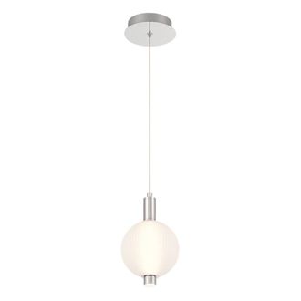 Elstead Lighting L&aacute;mpara colgante mini, n&iacute;quel pulido y vidrio acanalado blanco
