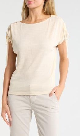 Max Studio Ruched Shoulder Textured Knit Top in Eggshell at Nordstrom Rack, Size X-Large