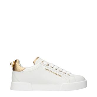 Dolce & Gabbana Portofino Sneakers Damen Leder Wei&szlig;/Gold