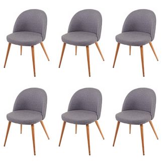 Hhg D&eacute;coshop26 - Juego De 6 Sillas De Comedor De Alta Costura Con Dise&ntilde;o Retro A&ntilde;os 50 En Forma De Diamante En Tela Gris Oscuro 040007685