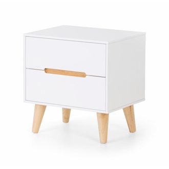 Julian Bowen Alicia Beside Table With 2 Drawers 45cm - White - Julian Bowen | TJ Hughes