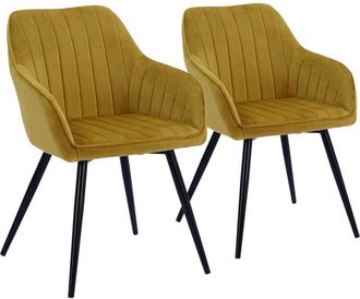 Happy Garden Happy Garden - Juego de 2 sillas de terciopelo mostaza bertille
