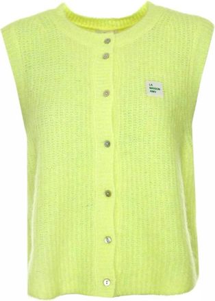 American Vintage East Cardigan - Heren - Vesten - Geel - M - Wol - Truien & Vesten