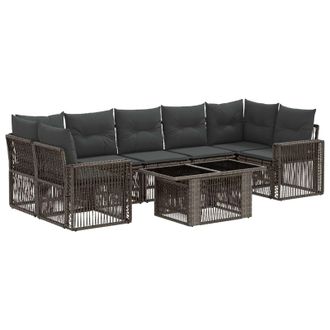 vidaXL Set Divano Da Giardino 8 Pz Grigio E Grigio Scuro Polyrattan Vidaxl