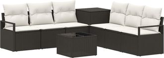 vidaXL Juego De Sof&aacute; 8 Uds. Negro Y Blanco Crema Vidaxl
