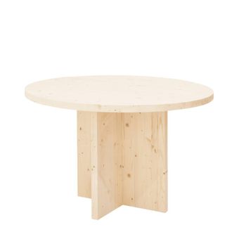 Deco Wood Mesa de comedor redonda de madera maciza en tono natural de &oslash;110x75cm