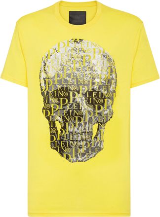 Philipp Plein T-shirt Round Neck SS Skull and Plein with Crystals