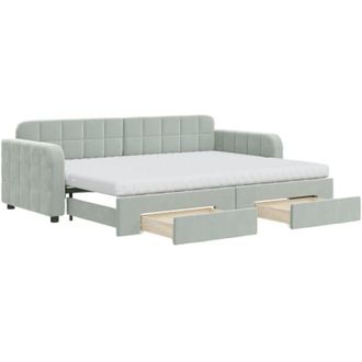 vidaXL Vidaxl - Sof&aacute; Cama Nido Con Cajones Terciopelo Gris Claro 80x200 Cm