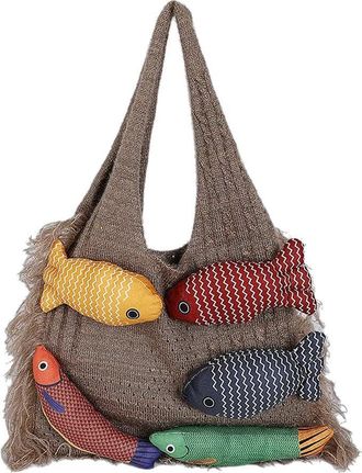 Generic NYSDM Interesting Woven Bag In Summer Contrast Color Shoulder Bags Lightweight Large Capacity Female Bags Casual Totes