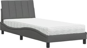 vidaXL Cama Con Colch&oacute;n Tela Gris Oscuro 80x200 Cm Vidaxl