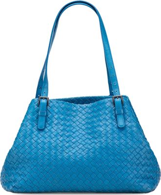 Bottega Veneta Pre-owned Womens Woven Leather Tote Bag - Blue - One Size