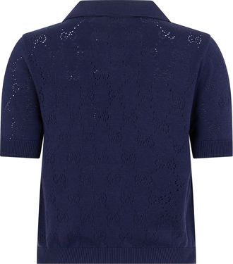 Gucci Womens Polo Sweater Blue Cotton Tops
