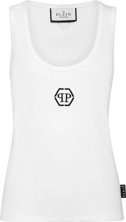 Philipp Plein Tank Top Hexagon - Dames - Tops zonder mouwen - Wit - M - Katoen - Tops