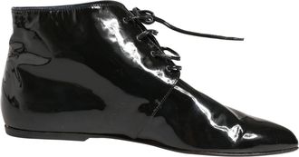 Dolce & Gabbana Black Leather AnkleBoots Womens Shoes (Pre-Owned)