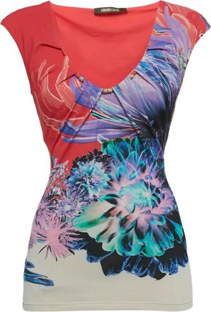 Roberto Cavalli Top a fiori - Rosso