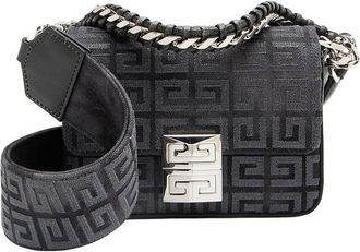 Givenchy Blue Embroidered Canvas & Nylon 4G Small Shoulder Bag (Authentic Pre- Loved)