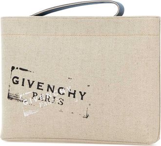 Givenchy Mens Sand Canvas Clutch Beigeblack