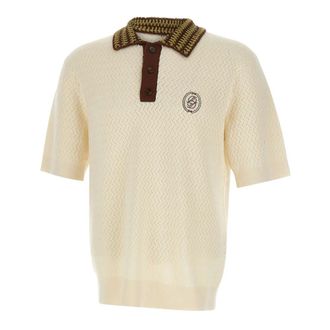 Dr&ocirc;le de Monsieur Round-neck Knitwear, male, White, Size: M Polo Maille Ajour&eacute; D Miroir