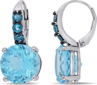 Mimi & Max 15 1/4ct TGW Sky Blue Topaz and London Blue Topaz Leverback Earrings in Sterling Silver