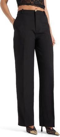 Mani&egrave;re De Voir Doria Tailored Trousers With Waistband Detail in Black at Nordstrom, Size 10