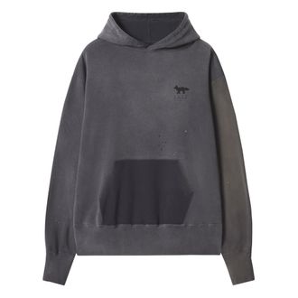 Maison Kitsun&eacute; Sudadera con Capucha Kuro Patchworked - Sweatshirts & Hoodies - Hombre - Negro - L