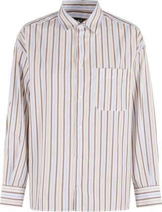 A.P.C. Oversized Hemd mit V-Ausschnitt - Dames - Overhemden - Beige - L - Wol - Overhemden