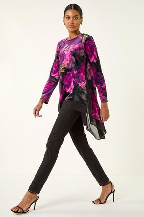 Roman Floral Velvet Chiffon Top